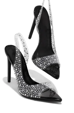 Analezi Embellished Peep Toe Heels - Black