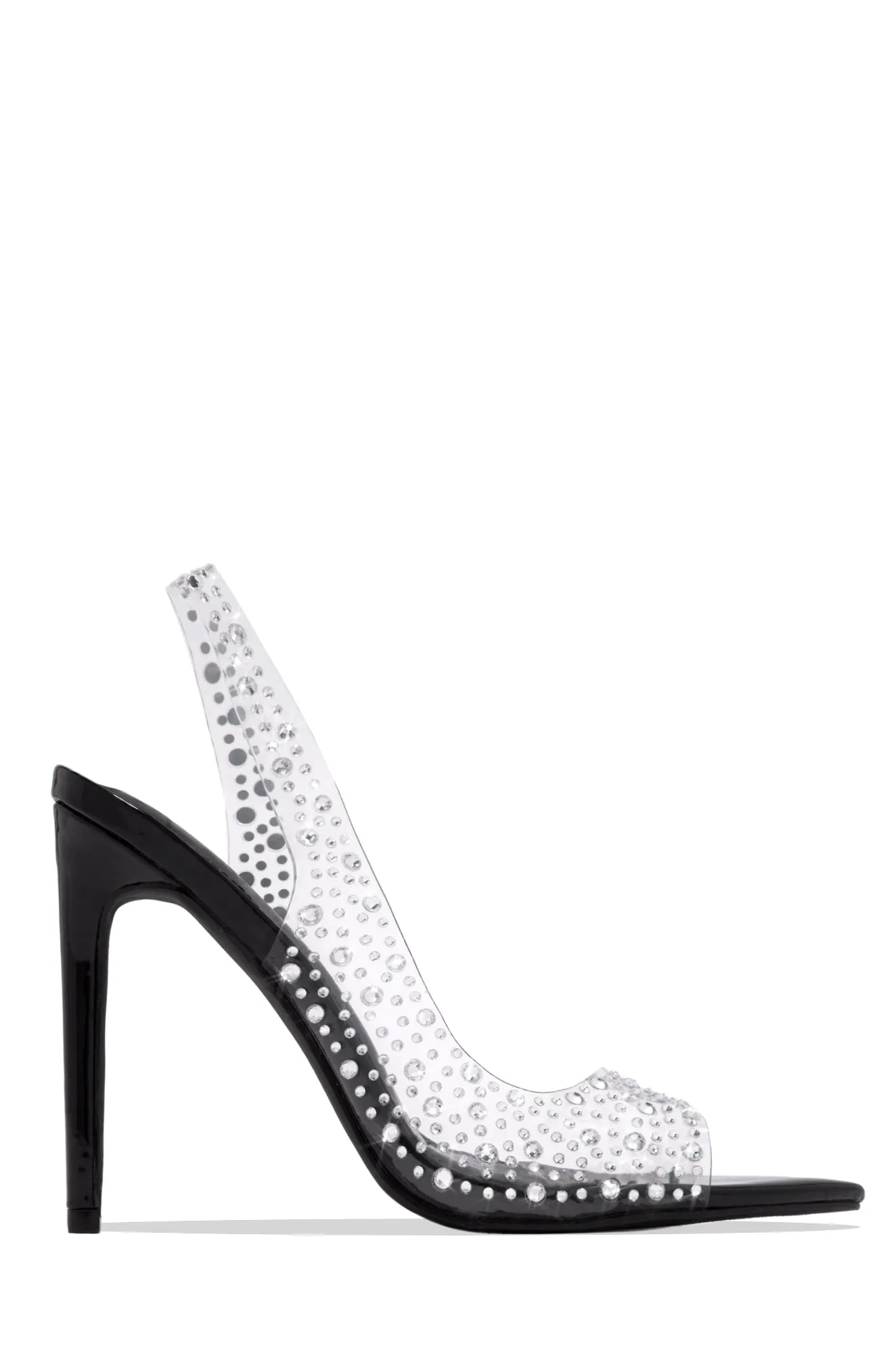 Analezi Embellished Peep Toe Heels - Black