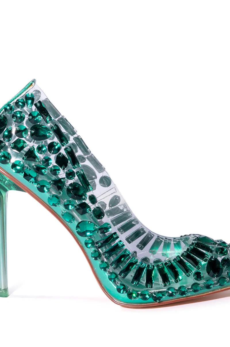 AZALEA WANG BONNIE PVC EMBELLISHED PUMP IN GREEN