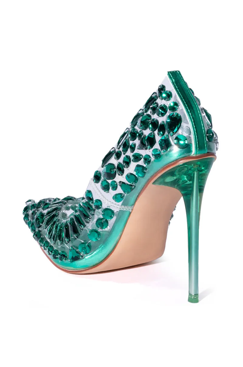 AZALEA WANG BONNIE PVC EMBELLISHED PUMP IN GREEN