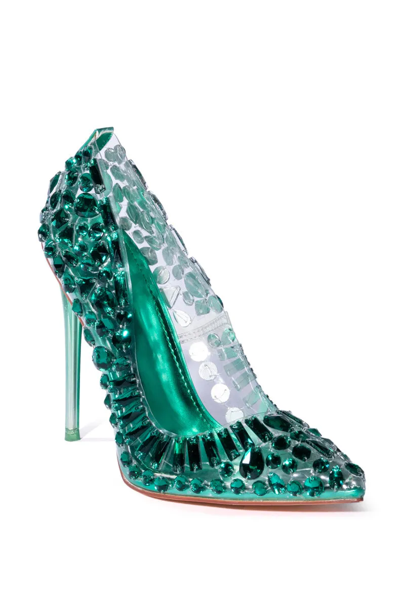 AZALEA WANG BONNIE PVC EMBELLISHED PUMP IN GREEN