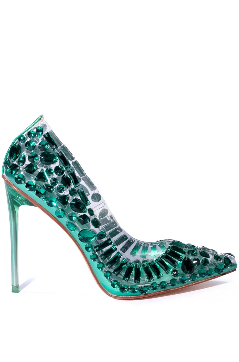 AZALEA WANG BONNIE PVC EMBELLISHED PUMP IN GREEN