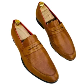 Brown Formal Leather Loafers Shoes For Men