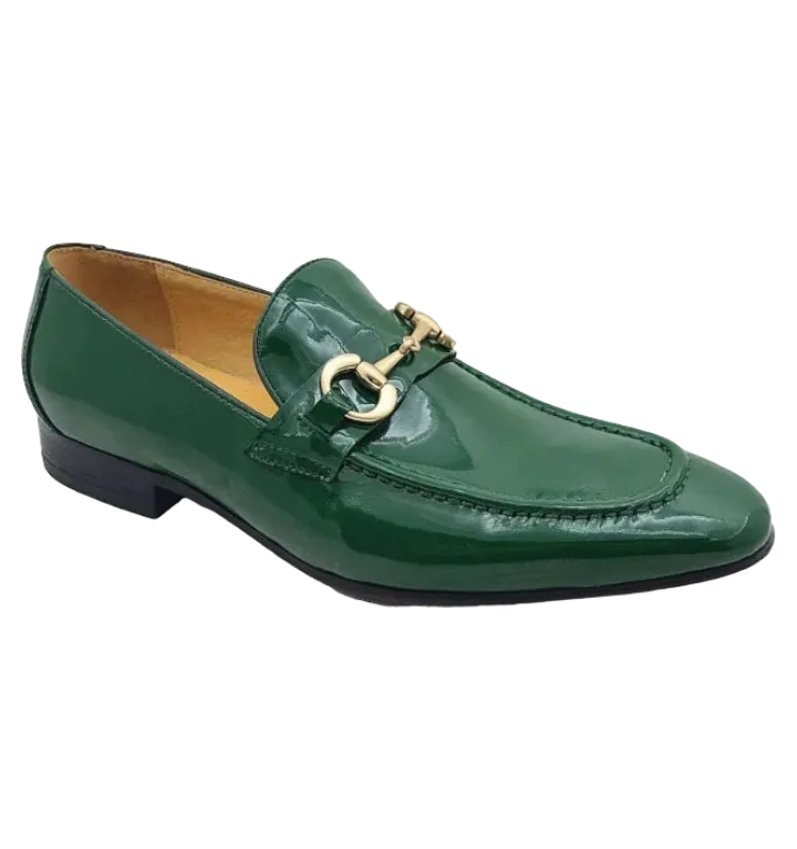 carrucci Green patent leather mens shoes slip-on dress Shoes Gold Buckle