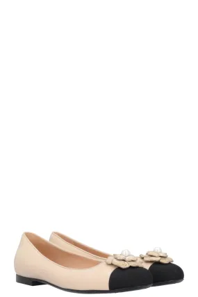 CHANEL Gripoix Camellia Ballet Flats Beige