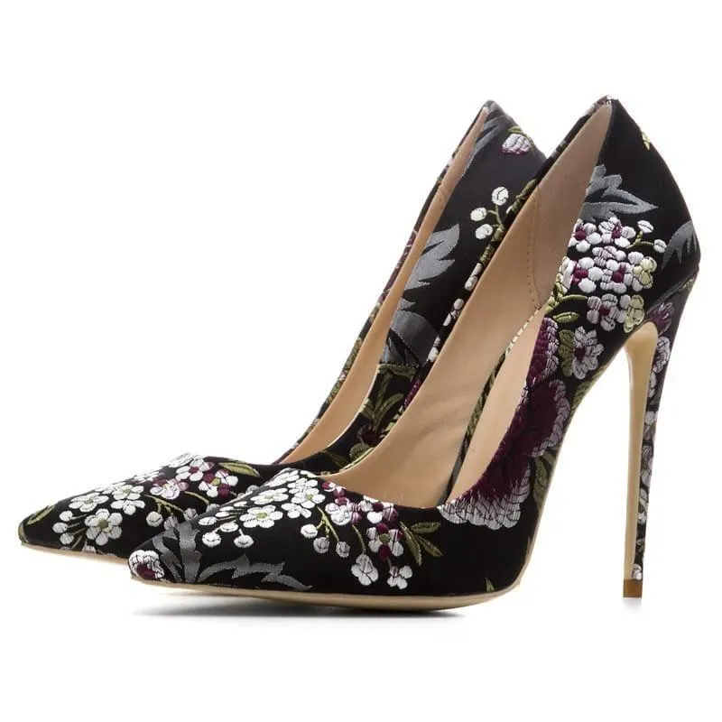 Colorful Embroidery Pumps Stiletto