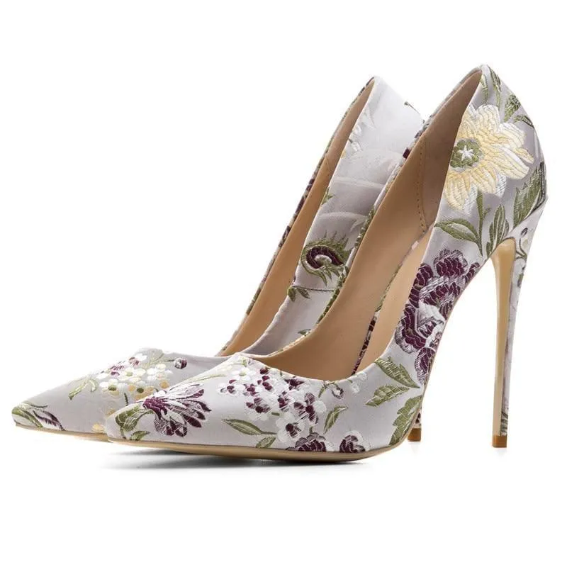 Colorful Embroidery Pumps Stiletto