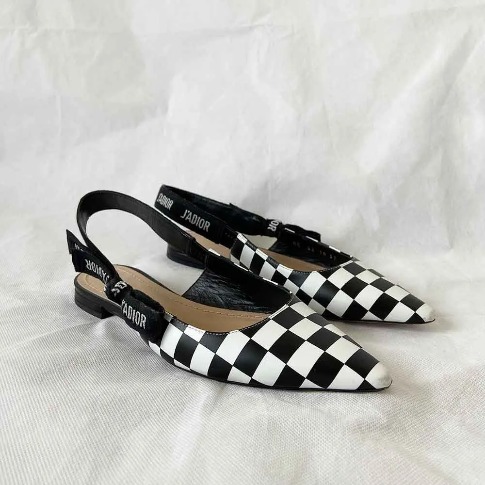 Dior checkered pointed toe slingback flats, 37