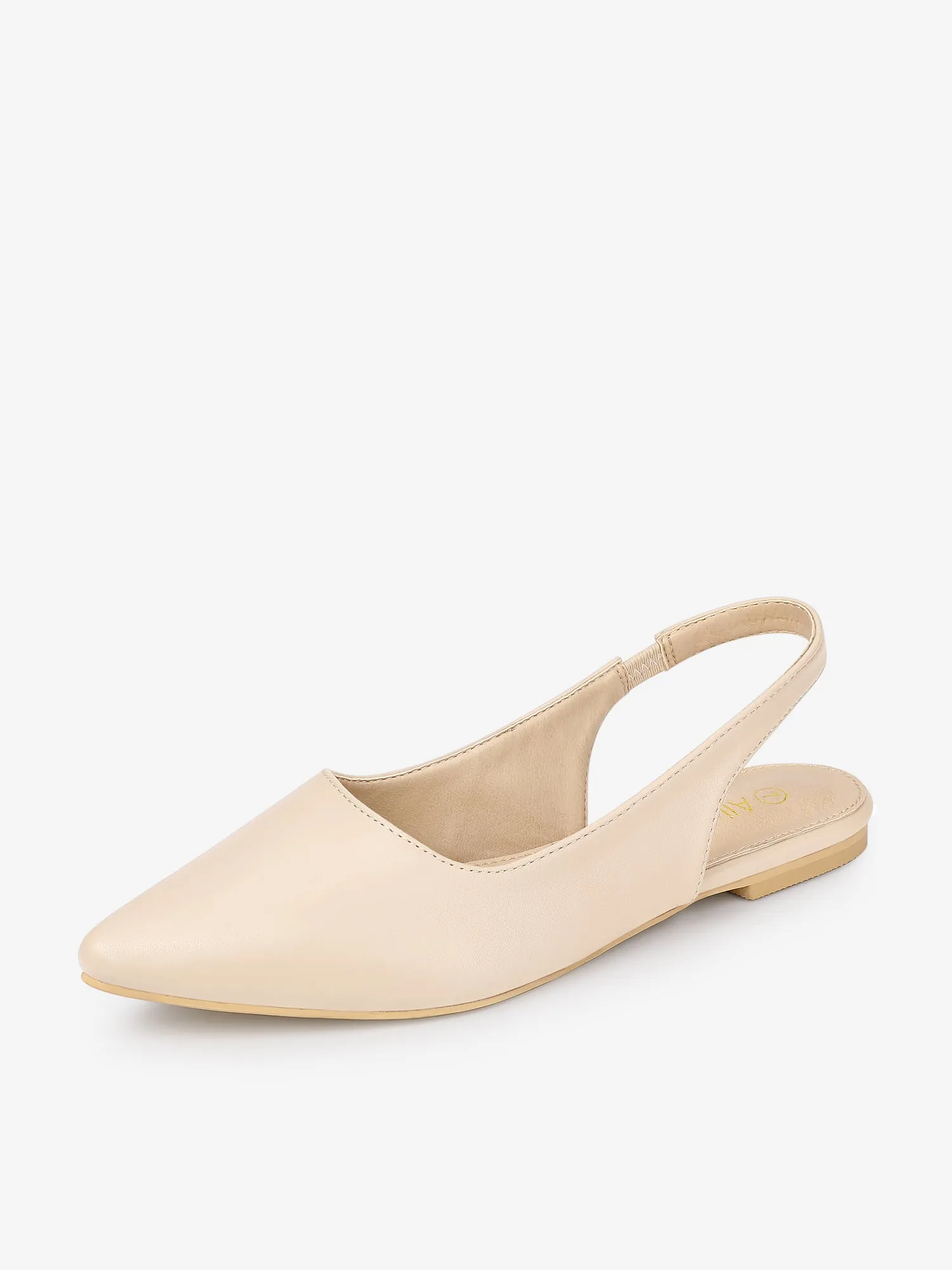 Faux Leather Pointed Toe Slingback Slip On Flat Pumps