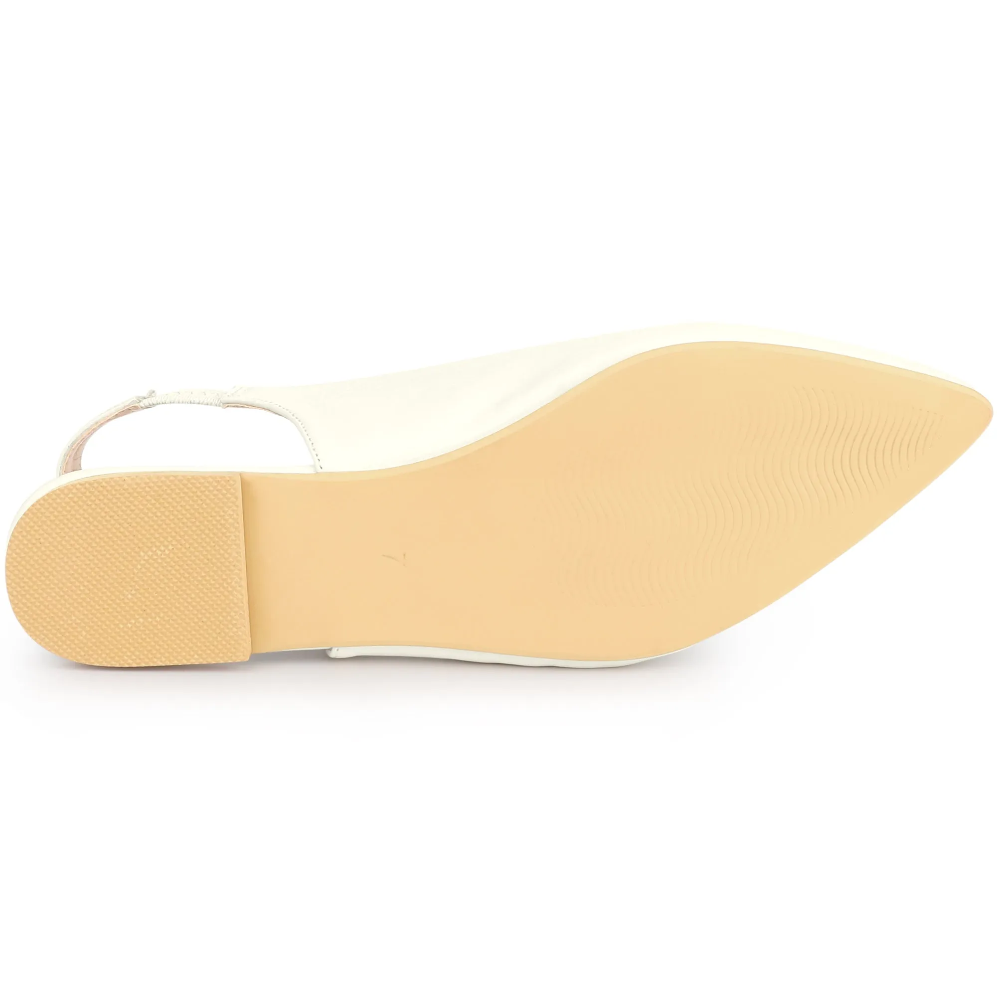 Faux Leather Pointed Toe Slingback Slip On Flat Pumps