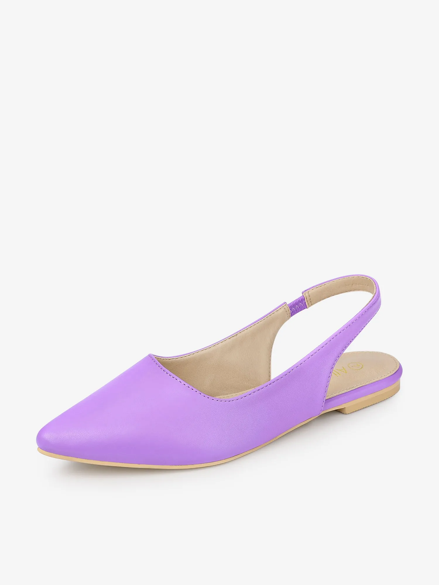 Faux Leather Pointed Toe Slingback Slip On Flat Pumps