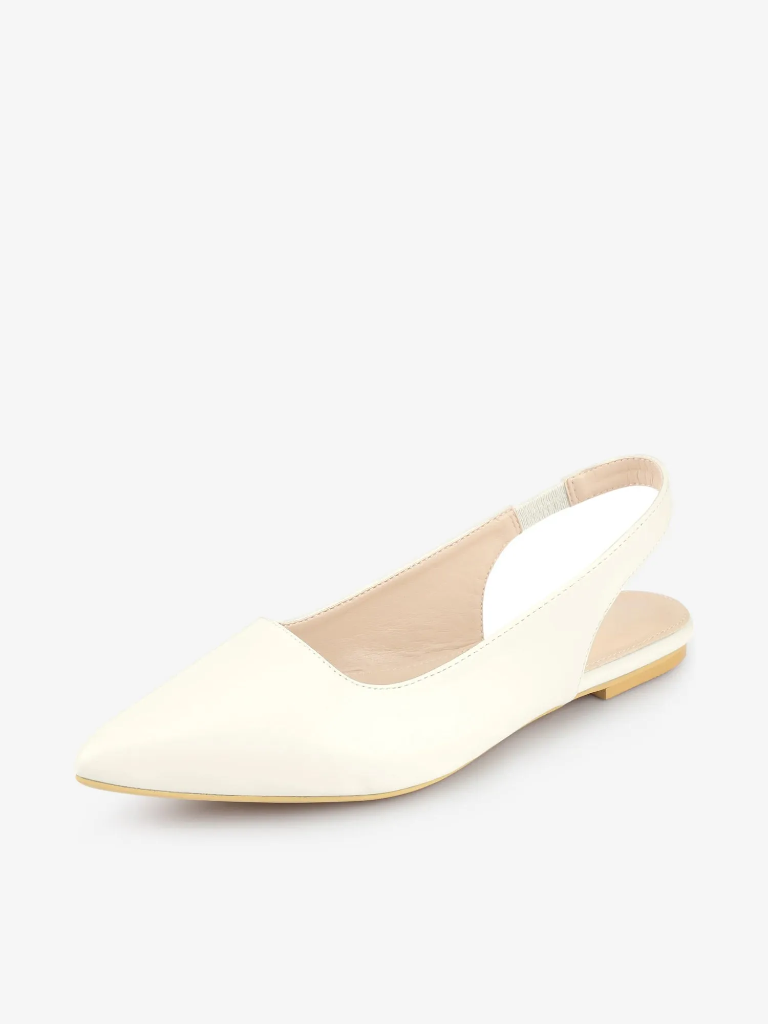 Faux Leather Pointed Toe Slingback Slip On Flat Pumps