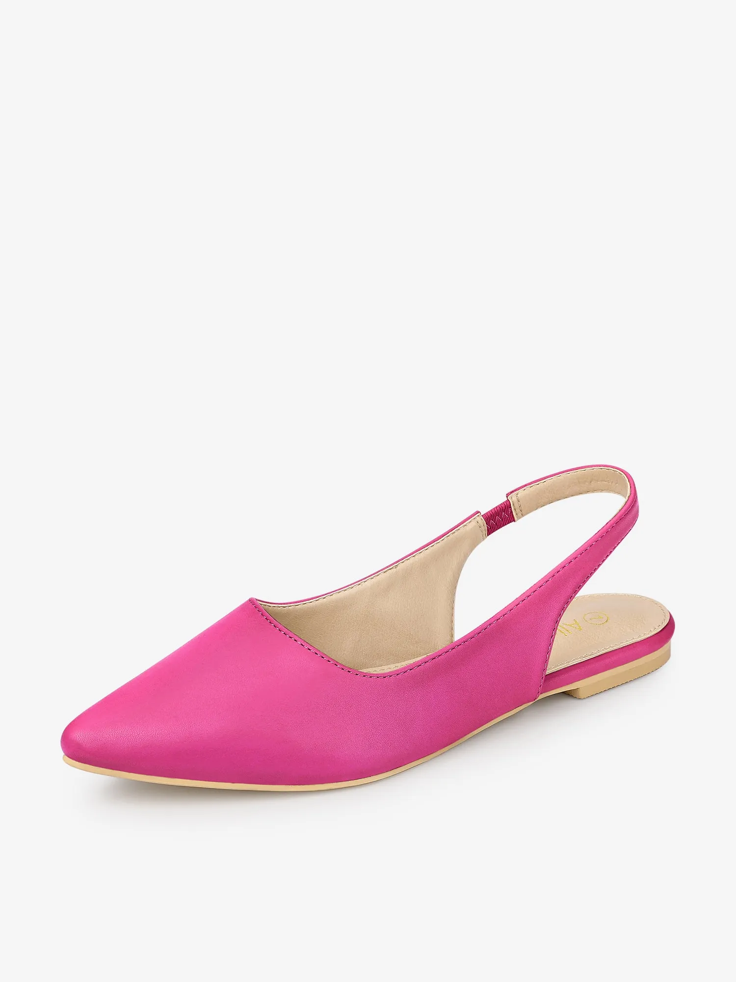 Faux Leather Pointed Toe Slingback Slip On Flat Pumps