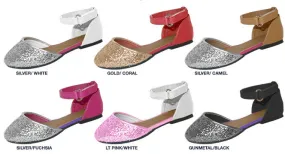 girls 2 piece ballet flats with glitter toe Case of 36