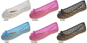 girls crochet ballet flats with clear mesh underlay Case of 36