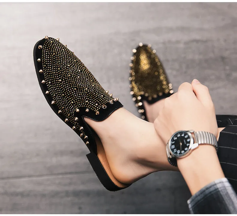 Gold Member Designer Gold Rivet Luxury Loafers