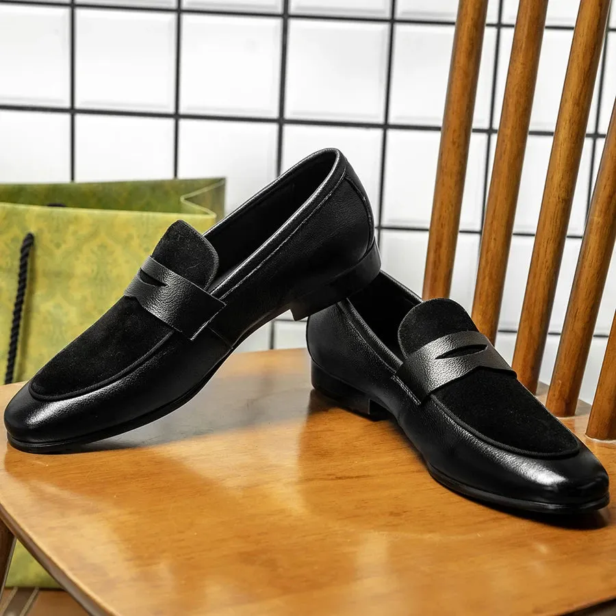 Luxury Black Suede Men Loafers