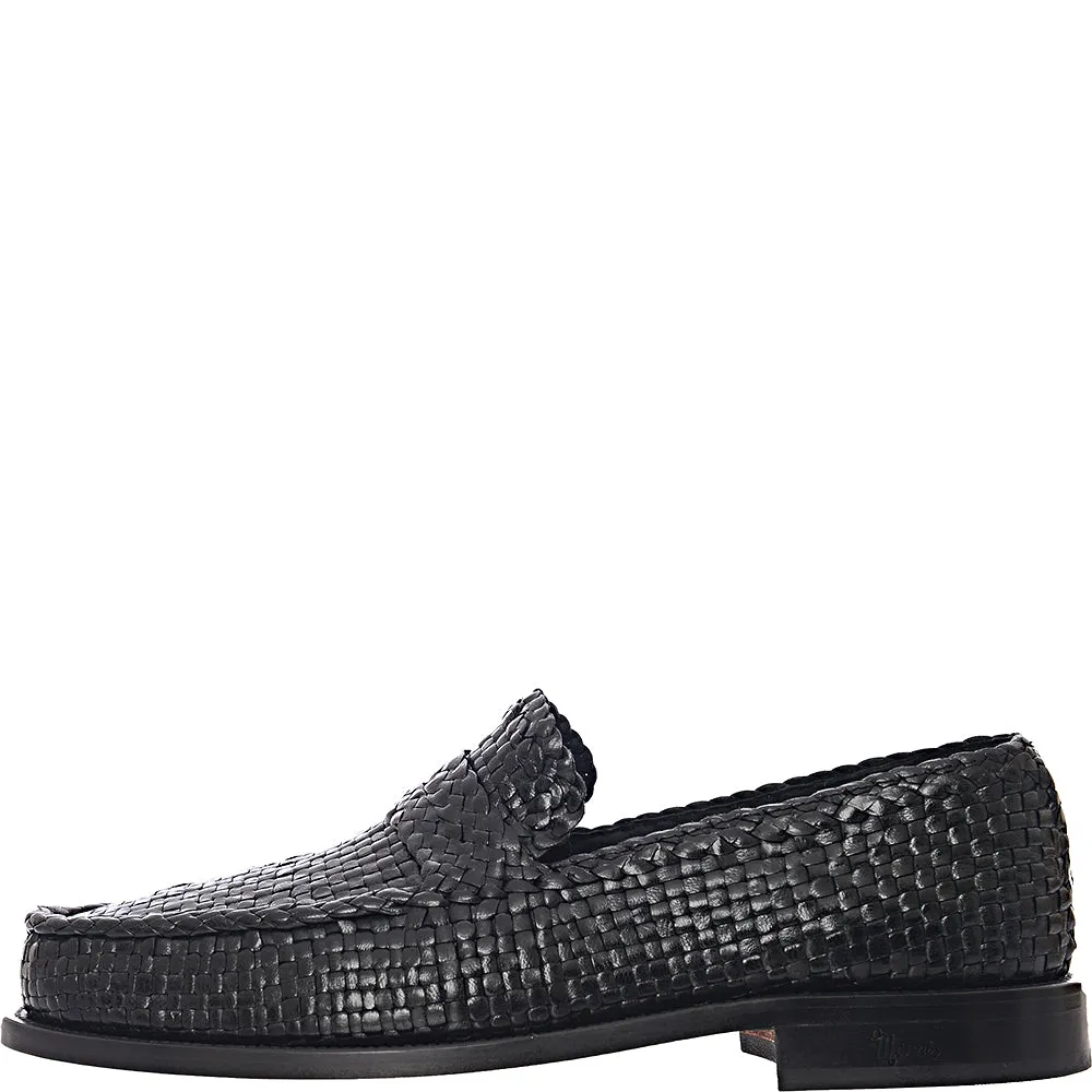 Marni Mens Loom Leather Moccassin in Black