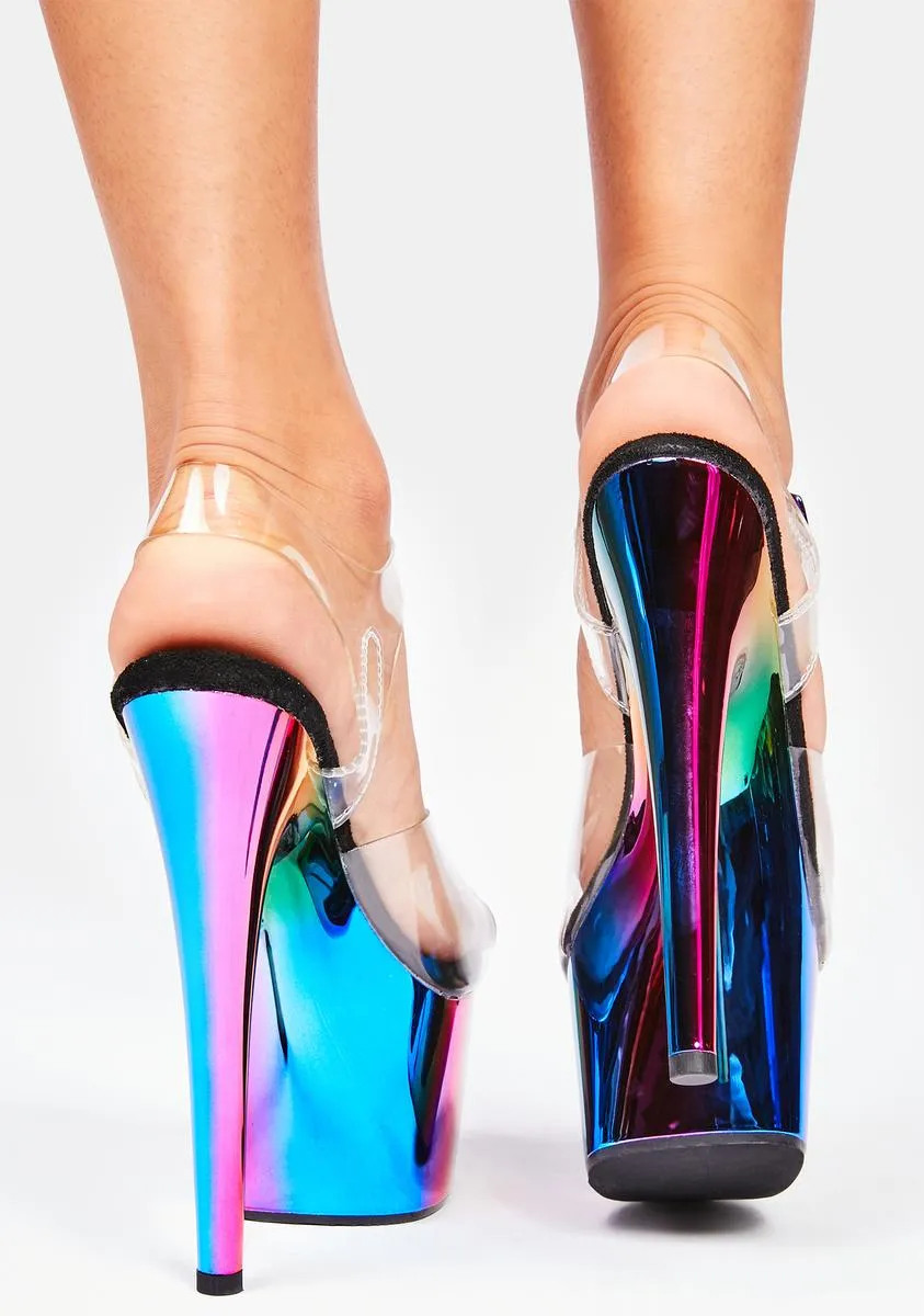 Metallic Freaky Fembot Platform Heels