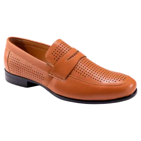 Montique Cognac Men's Slip-On Dress Shoes Penny Strap Loafer