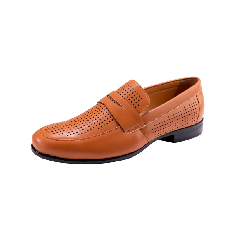 Montique Cognac Men's Slip-On Dress Shoes Penny Strap Loafer