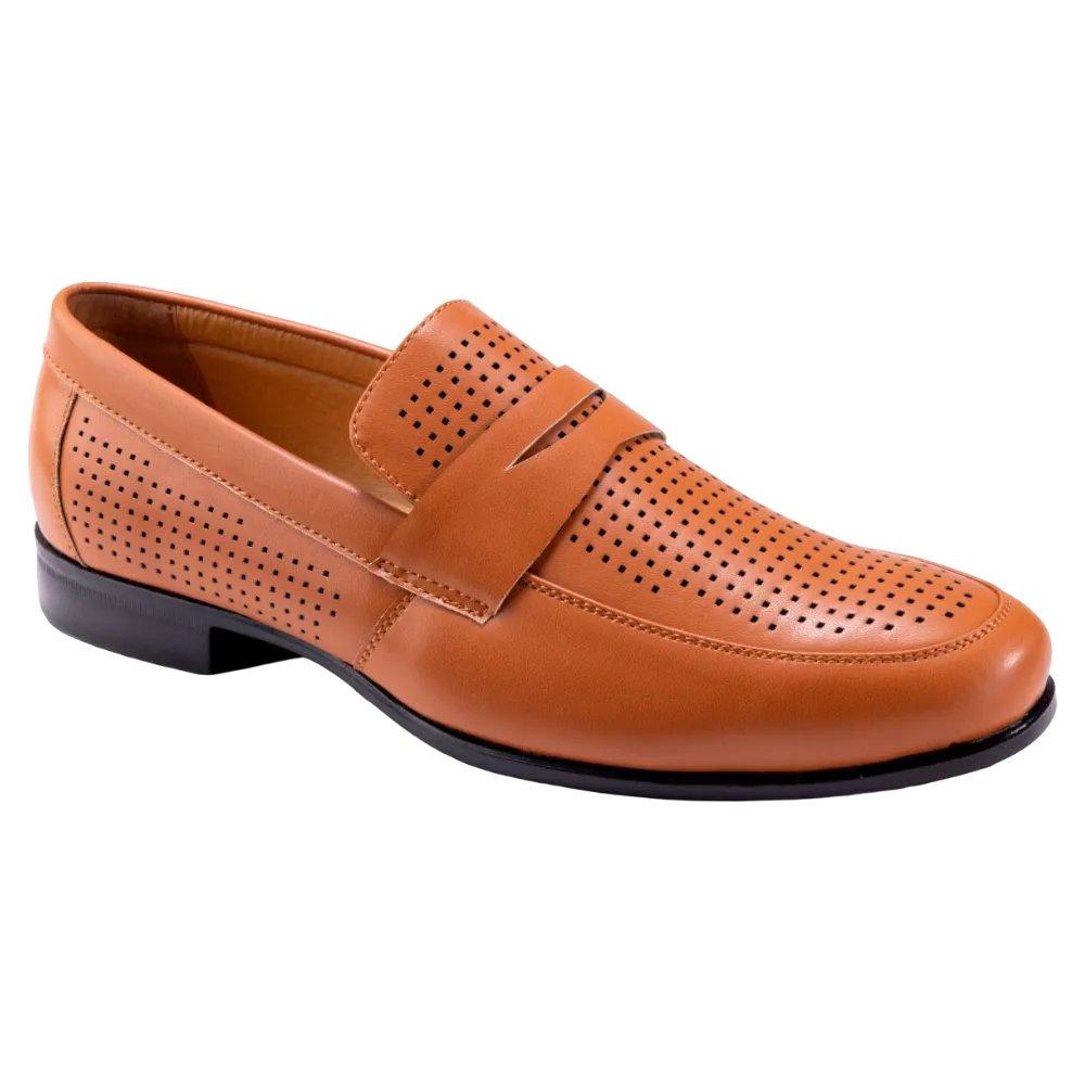 Montique Cognac Men's Slip-On Dress Shoes Penny Strap Loafer