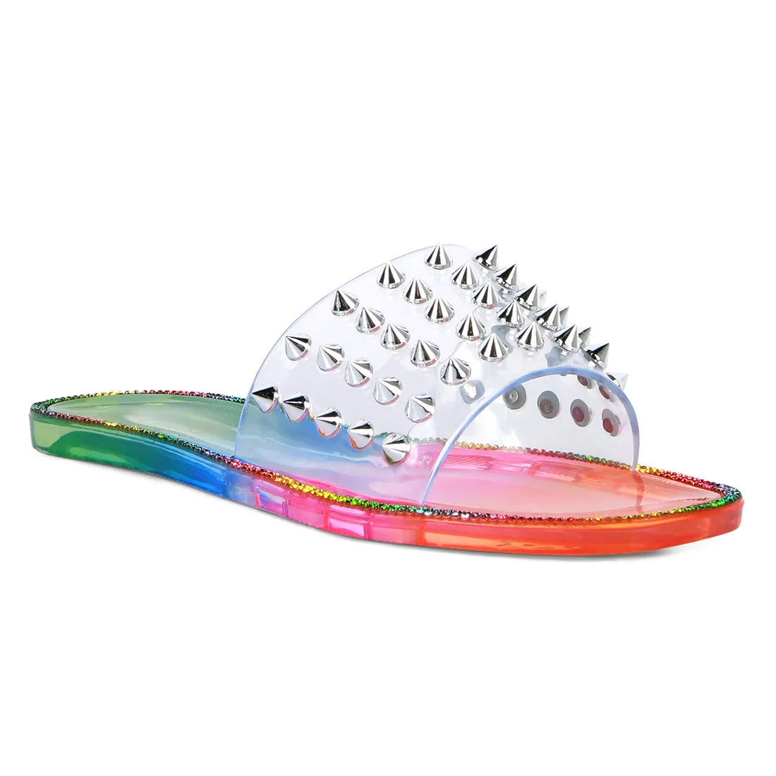 Multi Punk Stud Clear Jelly Flats