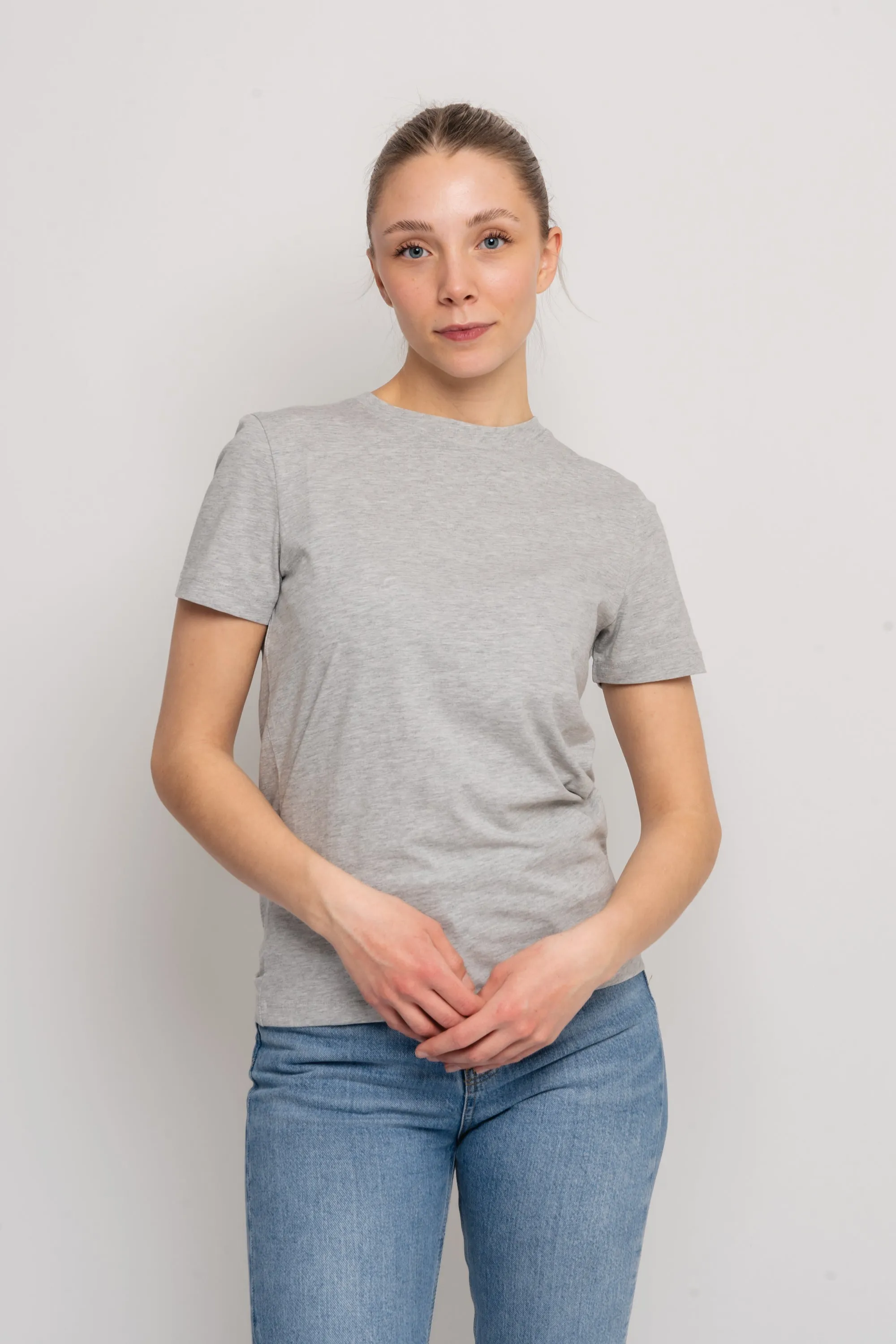 Myessential Ss O-Neck Tee - Light Grey Melange