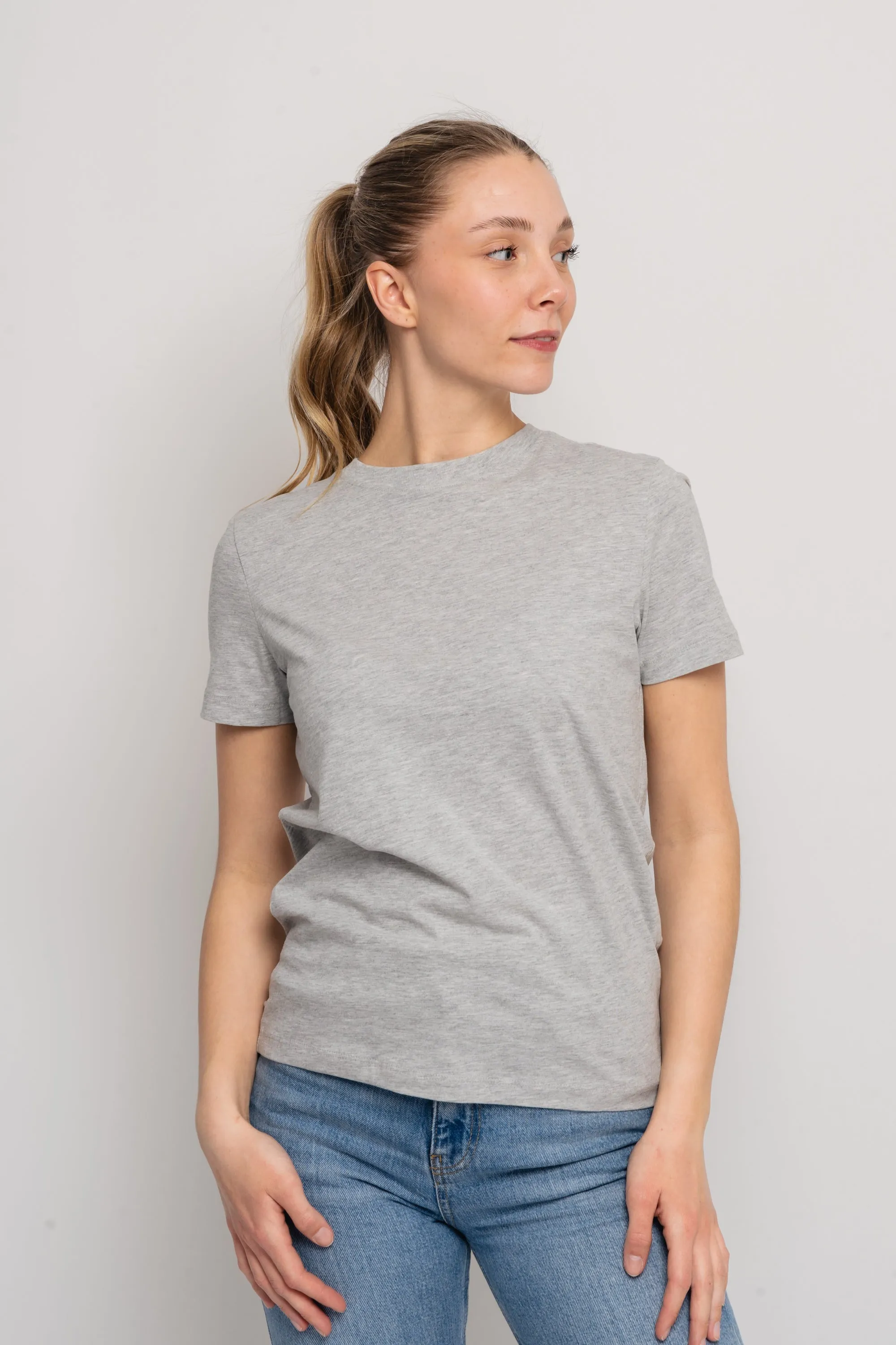 Myessential Ss O-Neck Tee - Light Grey Melange