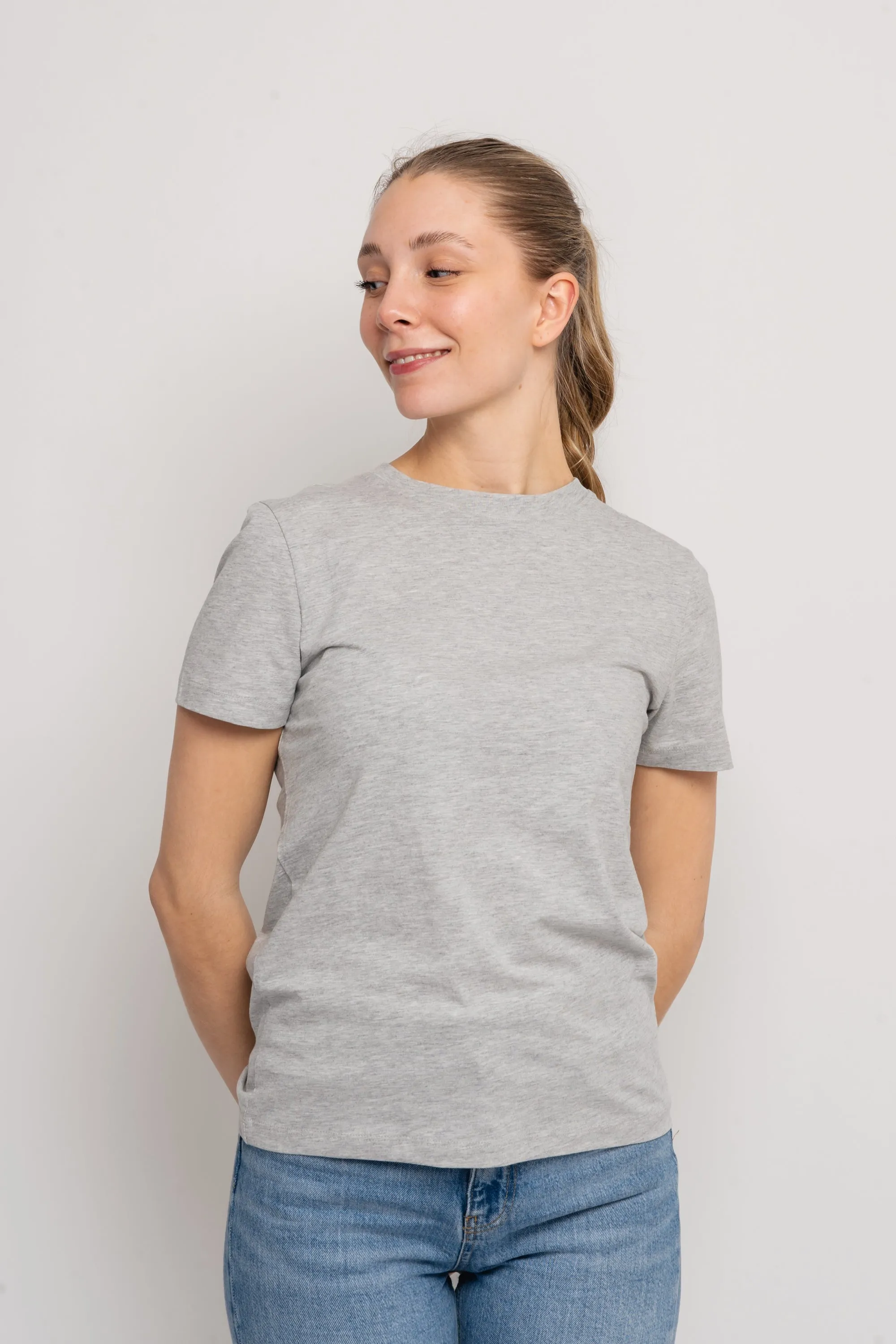 Myessential Ss O-Neck Tee - Light Grey Melange