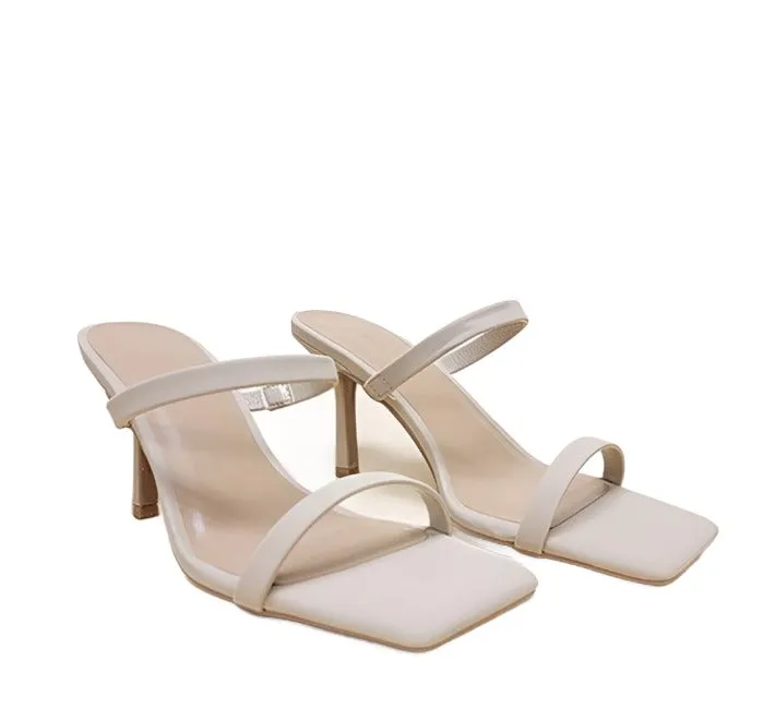 Peep Square Toe Casual Heels