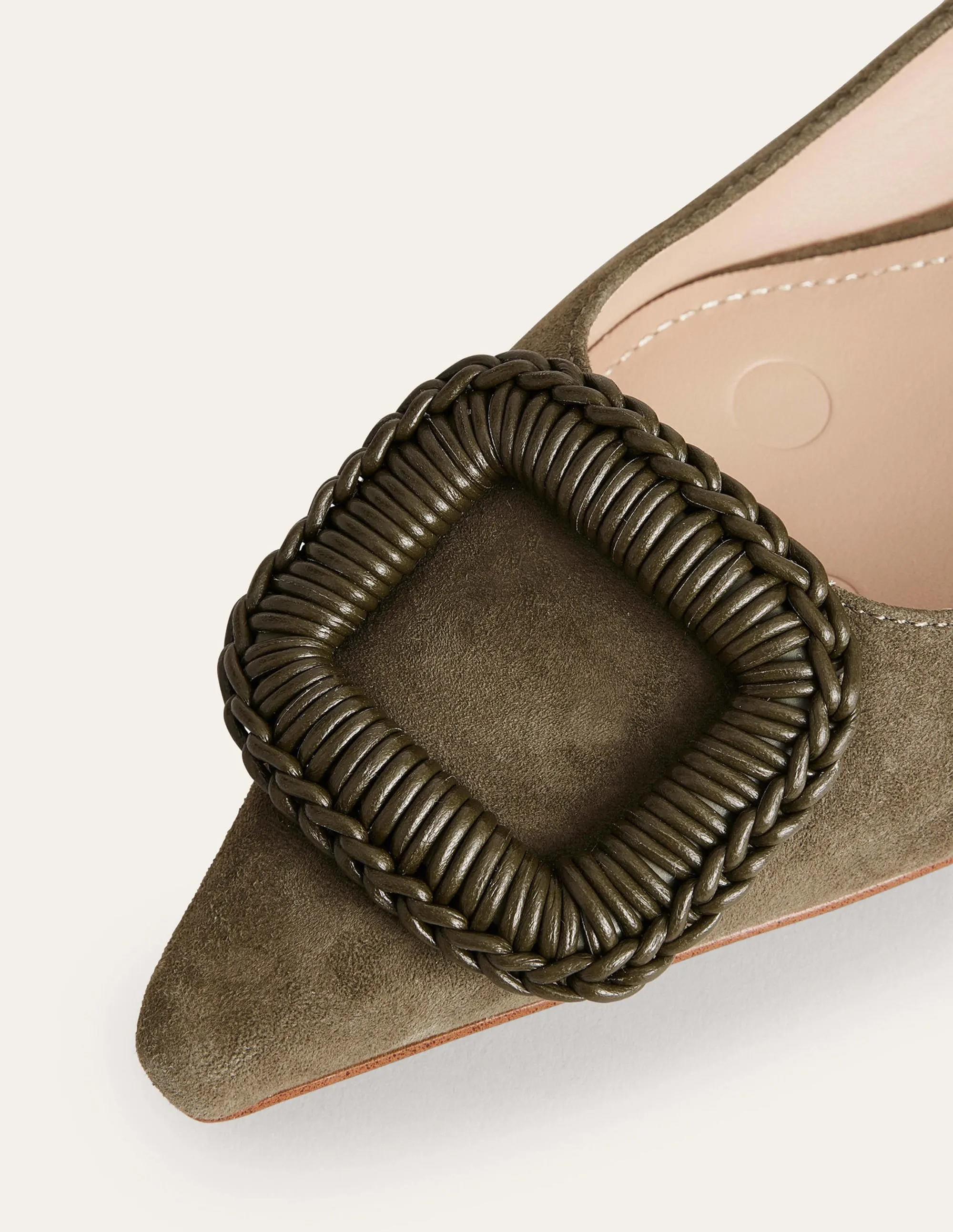 Pointed Ballet Flats-Deep Olive Suede