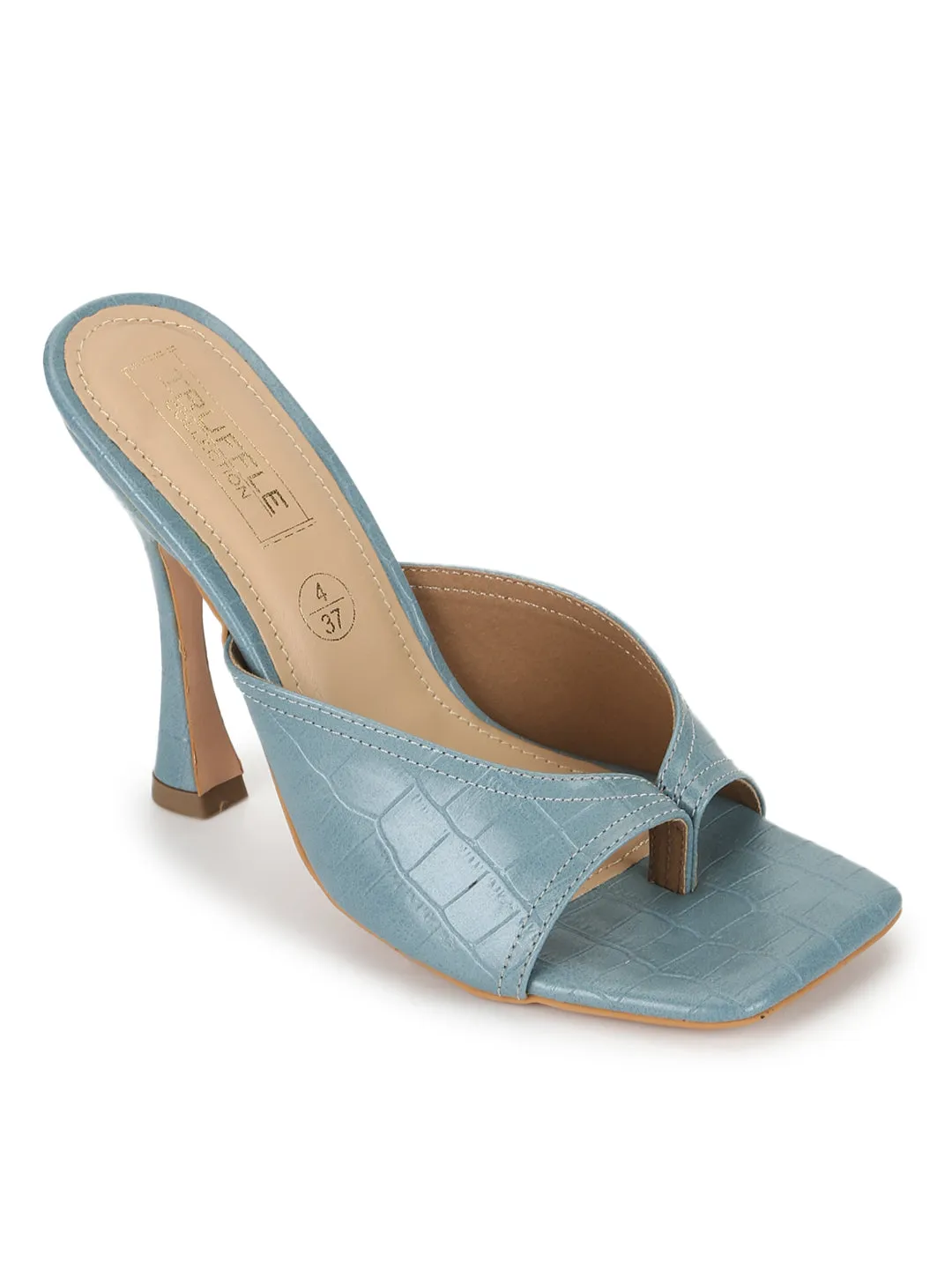 Powder Blue PU High Heel Stiletto Mules