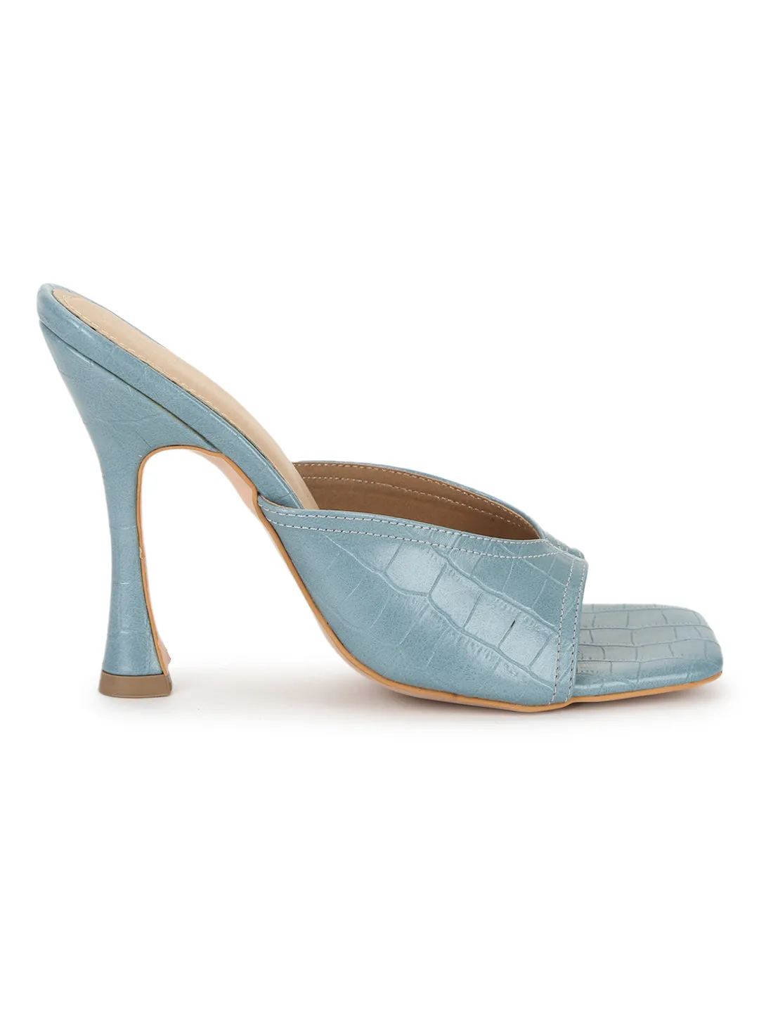 Powder Blue PU High Heel Stiletto Mules