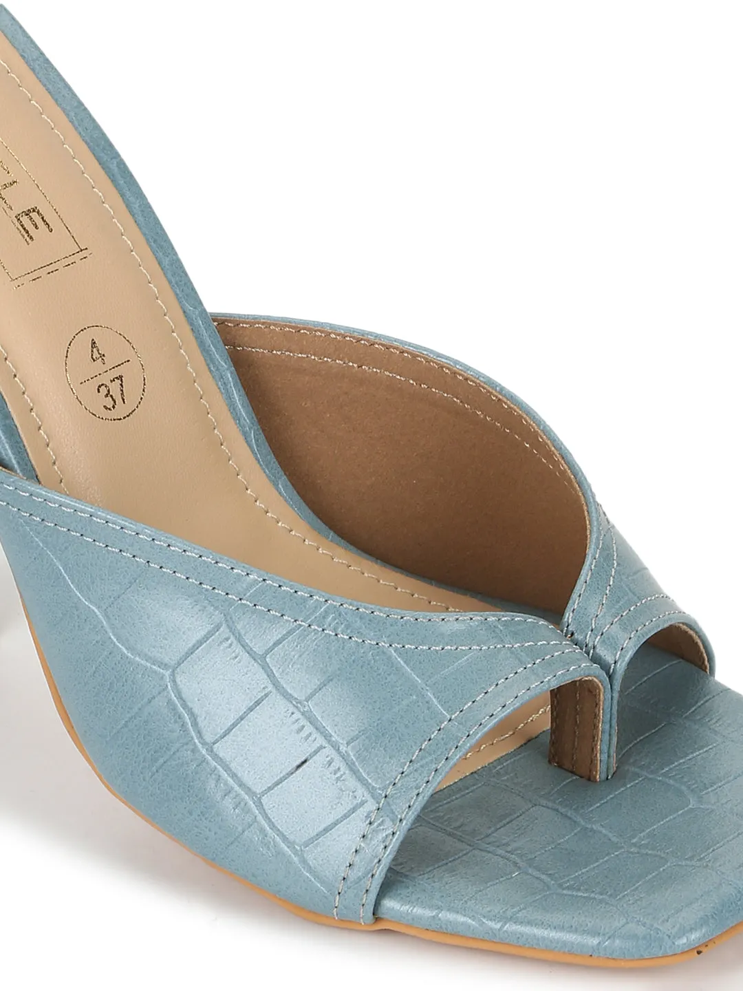 Powder Blue PU High Heel Stiletto Mules