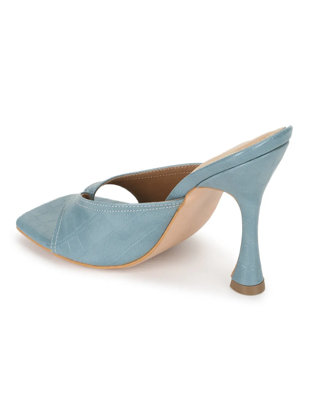 Powder Blue PU High Heel Stiletto Mules