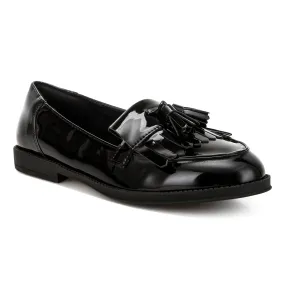 Tassel Faux Leather Loafers