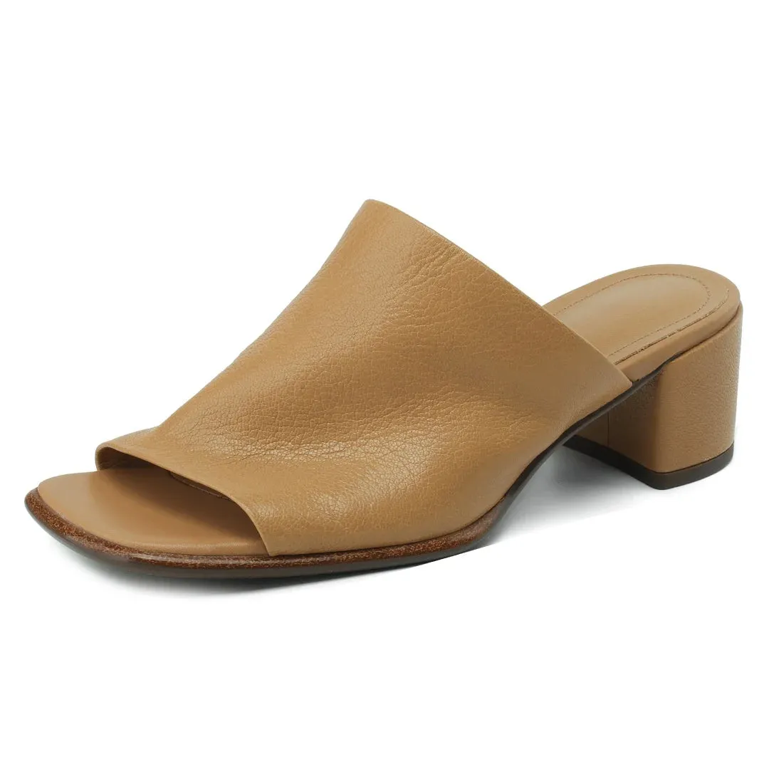 Women's Peep toe Leather Slip-on Sandal